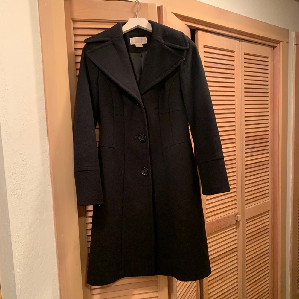 Michael Kors Black Wool Peacoat